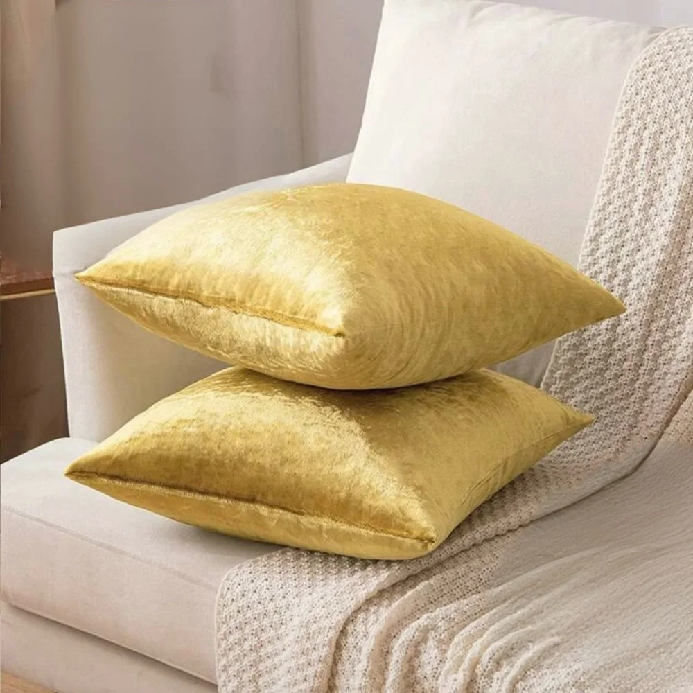 NWT One pair of Gold Velvet Throw Pillow case only.